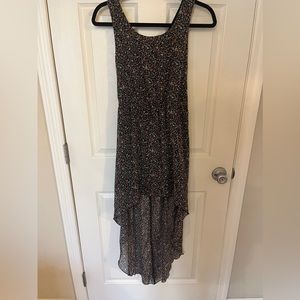 Wet Seal Floral Print High-Low, Lace Tie-Lack Dress